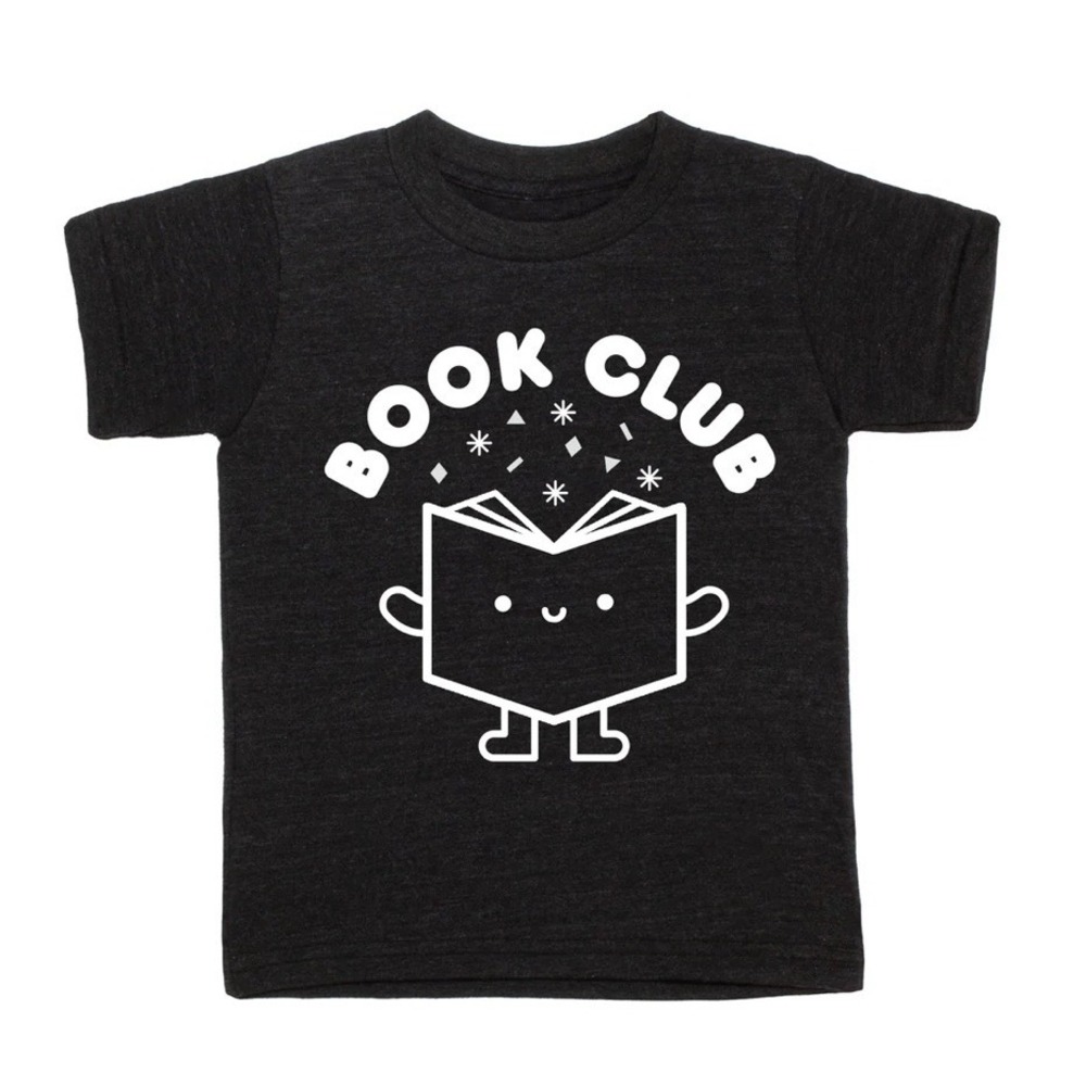 Kids Book Club Graphic Tee Shirt dark grey Short Sleeve Reading T-Shirt